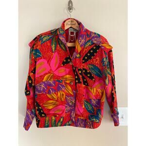 Adam Douglas silk jacket shirt shacket blazer abstract colorful
